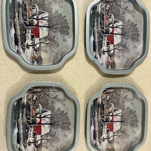Other - Set of 4 Vintage Winter Scene Tins